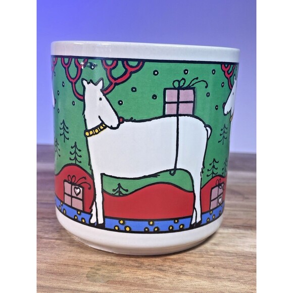 VTG 80s HOUZE Alan Wood Reindeer Gifts Holiday Christmas Whimsical Mug - Picture 3 of 10